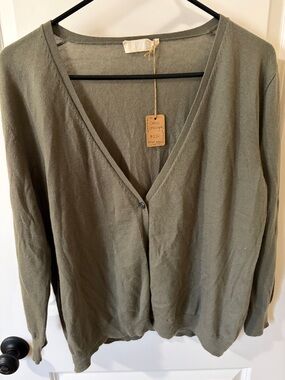 CP Shades Olive Green Cashmere Blend Cardigan